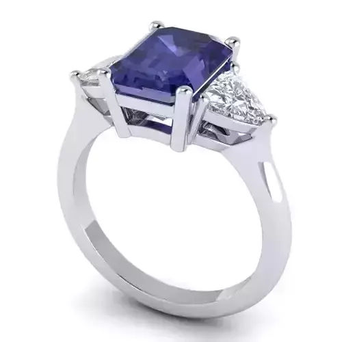 Ring with blue diamond 053-d