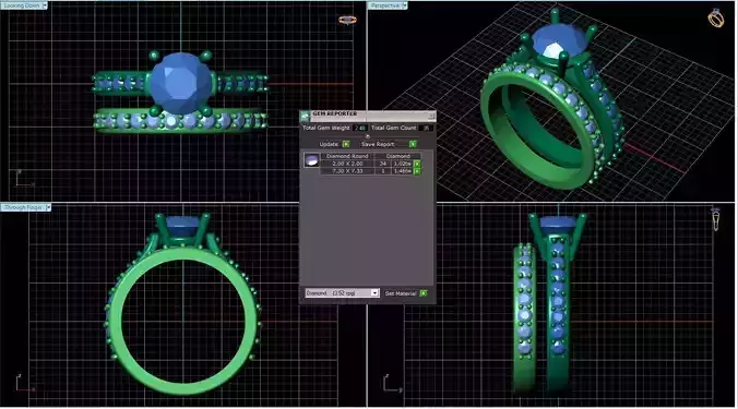 RIng with Blue diamonds 050-d