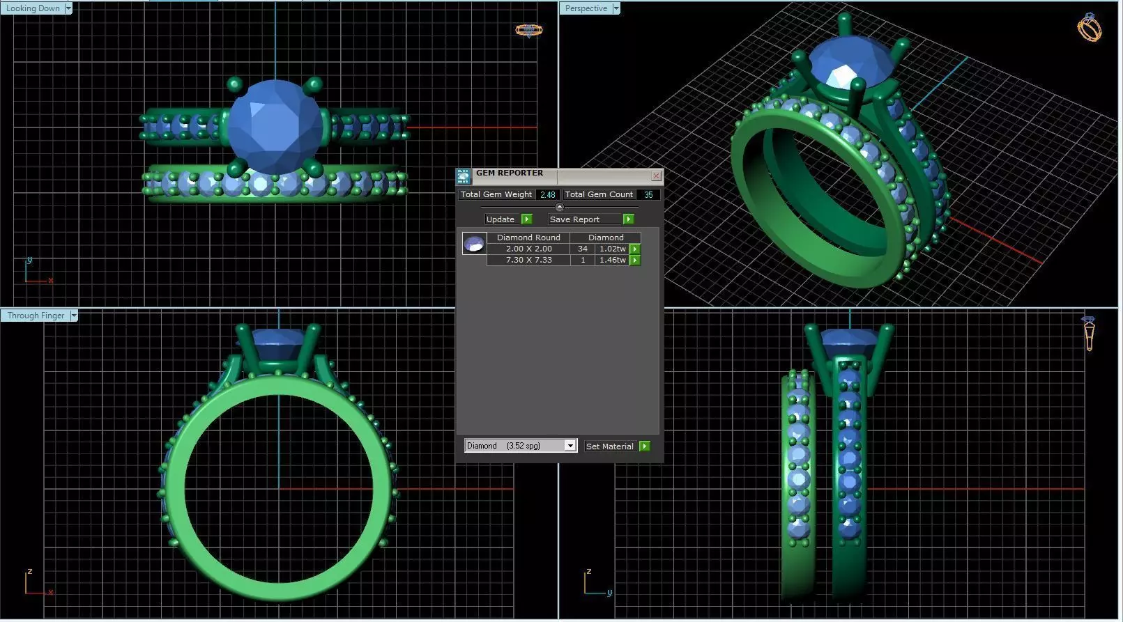 RIng with Blue diamonds 050-d 3D print model_0