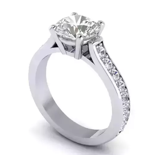 Silver ring with white diamond 038-d