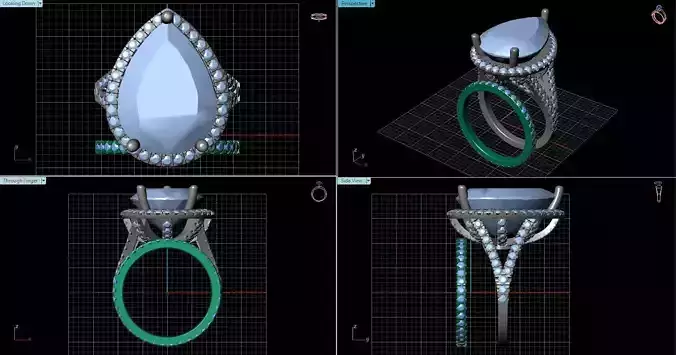 Princess ring with big diamond 037-d