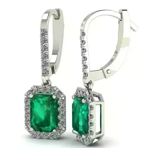 Green emerald earrings 035-d
