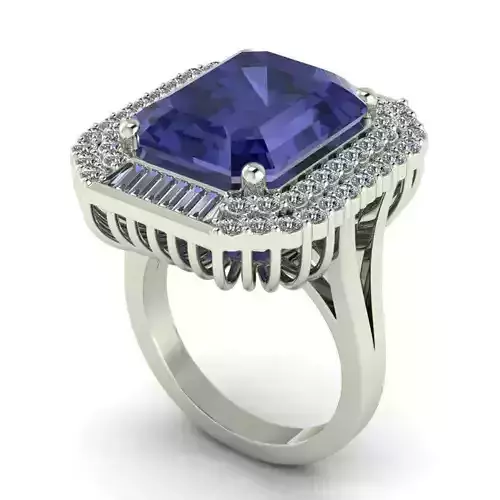 Engagement ring with blue diamond 034-d