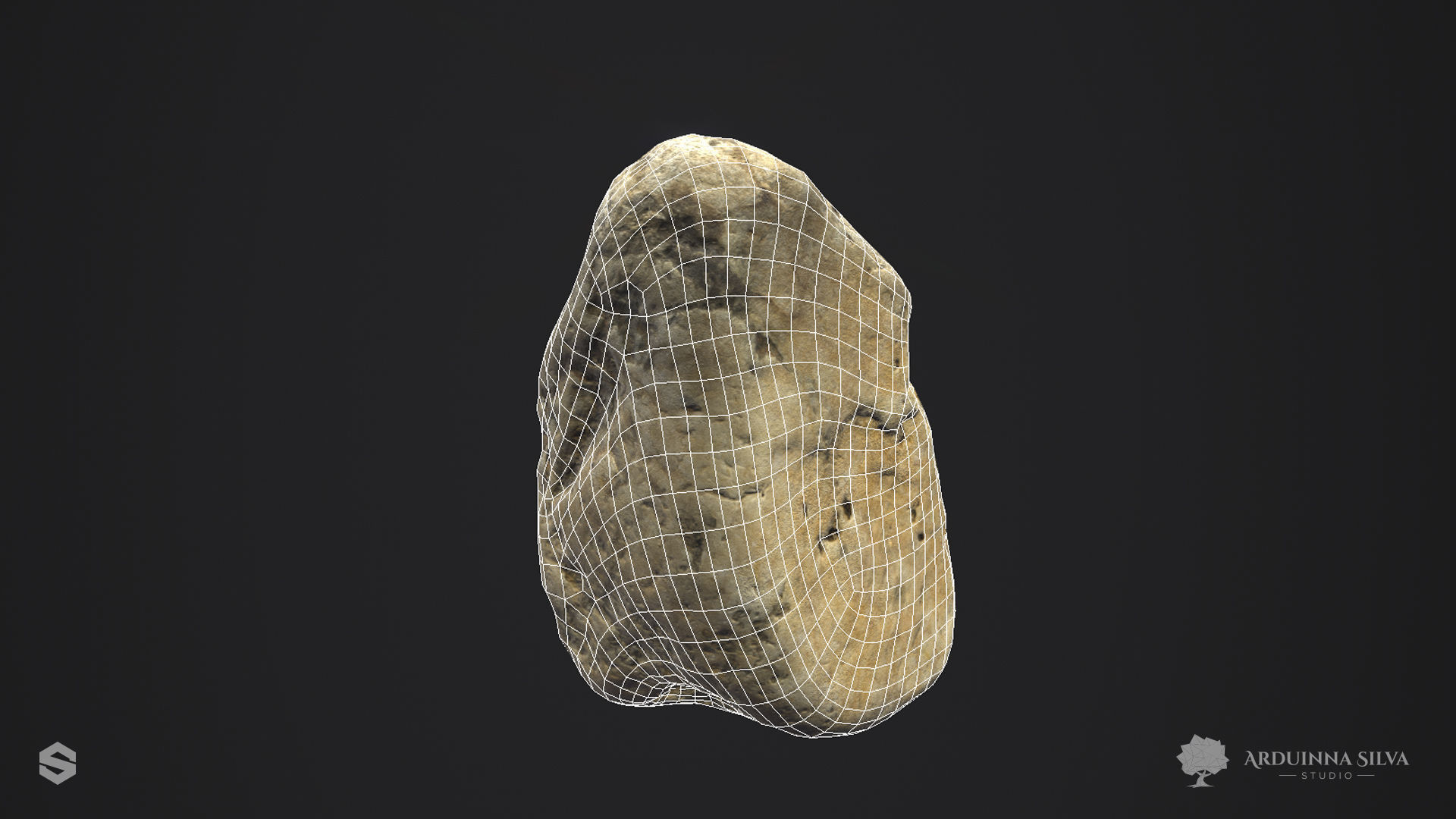 River rock 007 - Photogrammetry  Low-poly 3D model_4