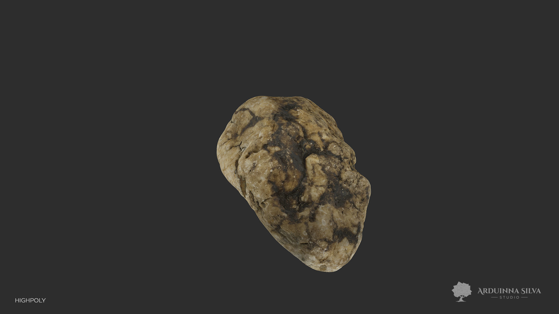 River rock 007 - Photogrammetry  Low-poly 3D model_3