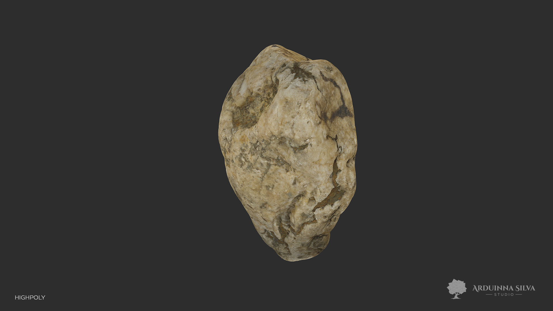 River rock 007 - Photogrammetry  Low-poly 3D model_5