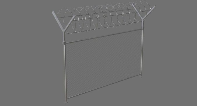 Barbed Wire Fence 1A Low-poly 3D model