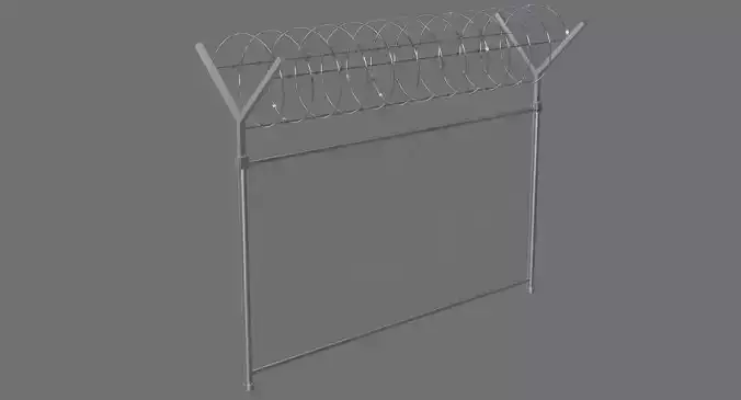 Barbed Wire Fence 1A Low-poly 3D model