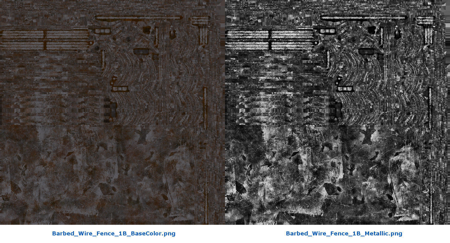 Barbed Wire Fence 1B Low-poly 3D model_7