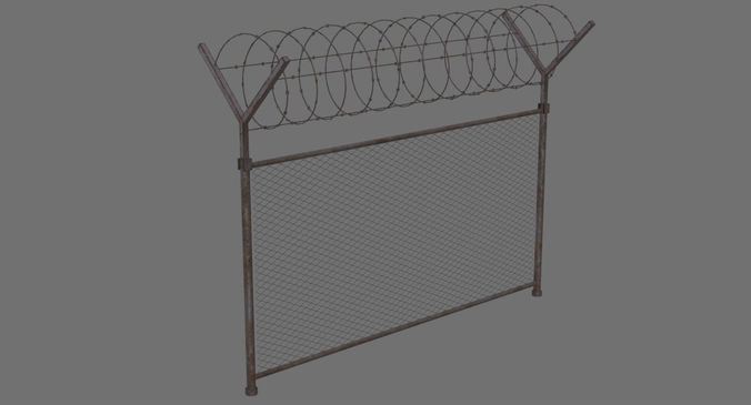 Barbed Wire Fence 1B Low-poly 3D model