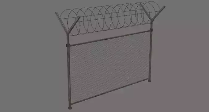 Barbed Wire Fence 1B Low-poly 3D model