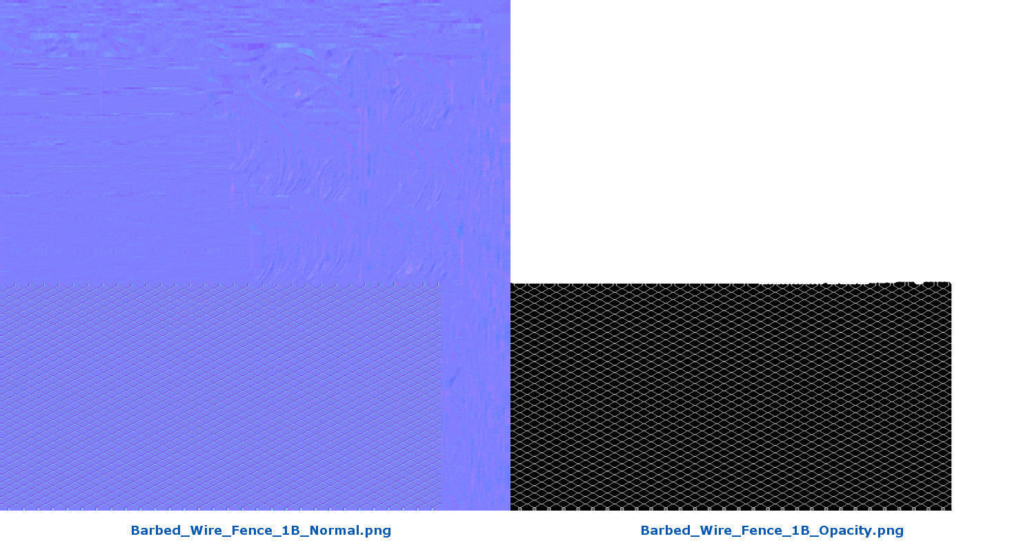 Barbed Wire Fence 1B Low-poly 3D model_8