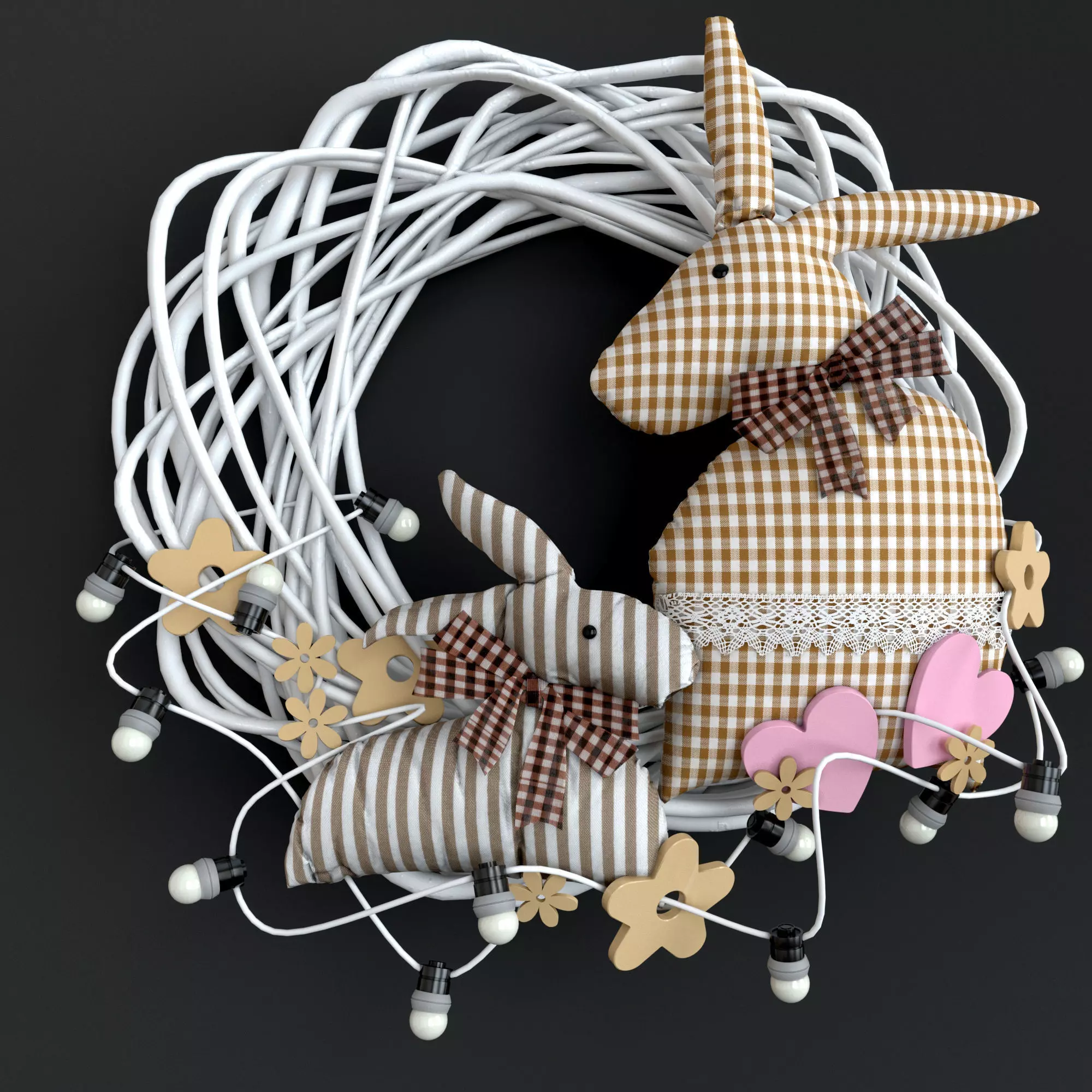 Wreath bunny rabbit in 3D model