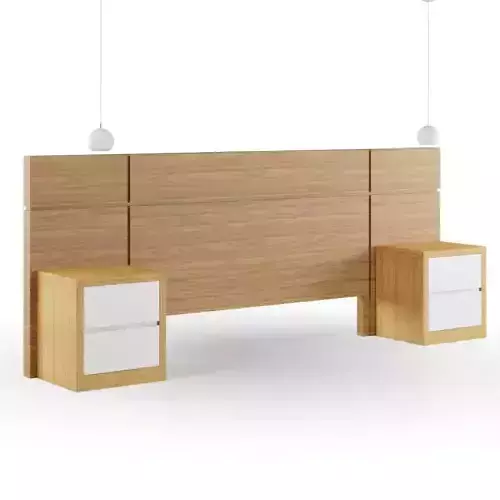 Set Room office desk with two drawers and lamp 3D model