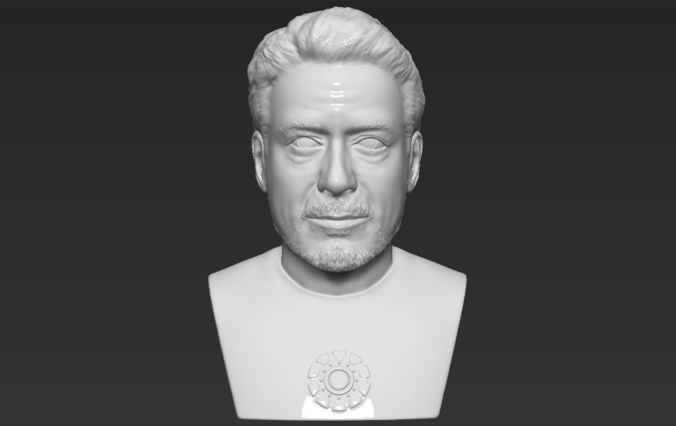 Tony Stark Robert Downey Jr Iron Man bust ready for 3D printing  3D print model