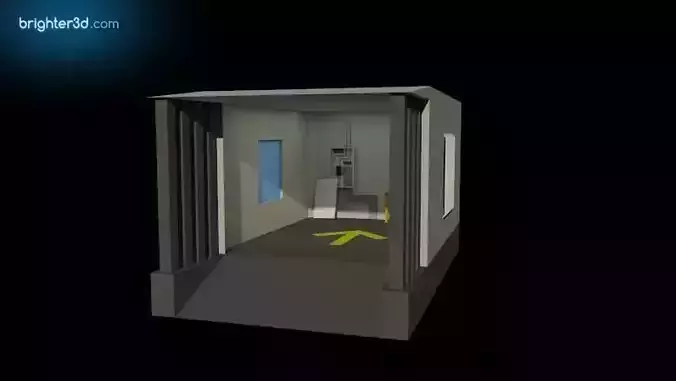 Garage room with door Low-poly 3D model