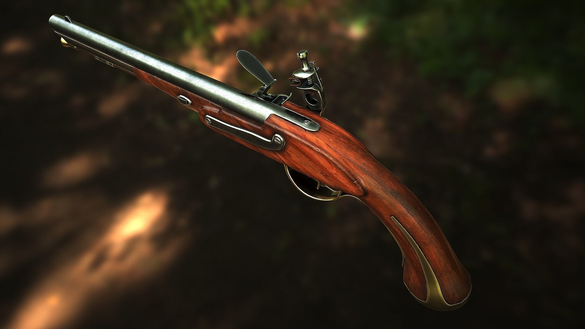 PBR Flintlock pistol Low-poly 3D model_5