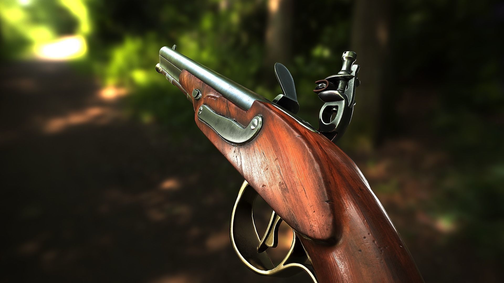 PBR Flintlock pistol Low-poly 3D model_6