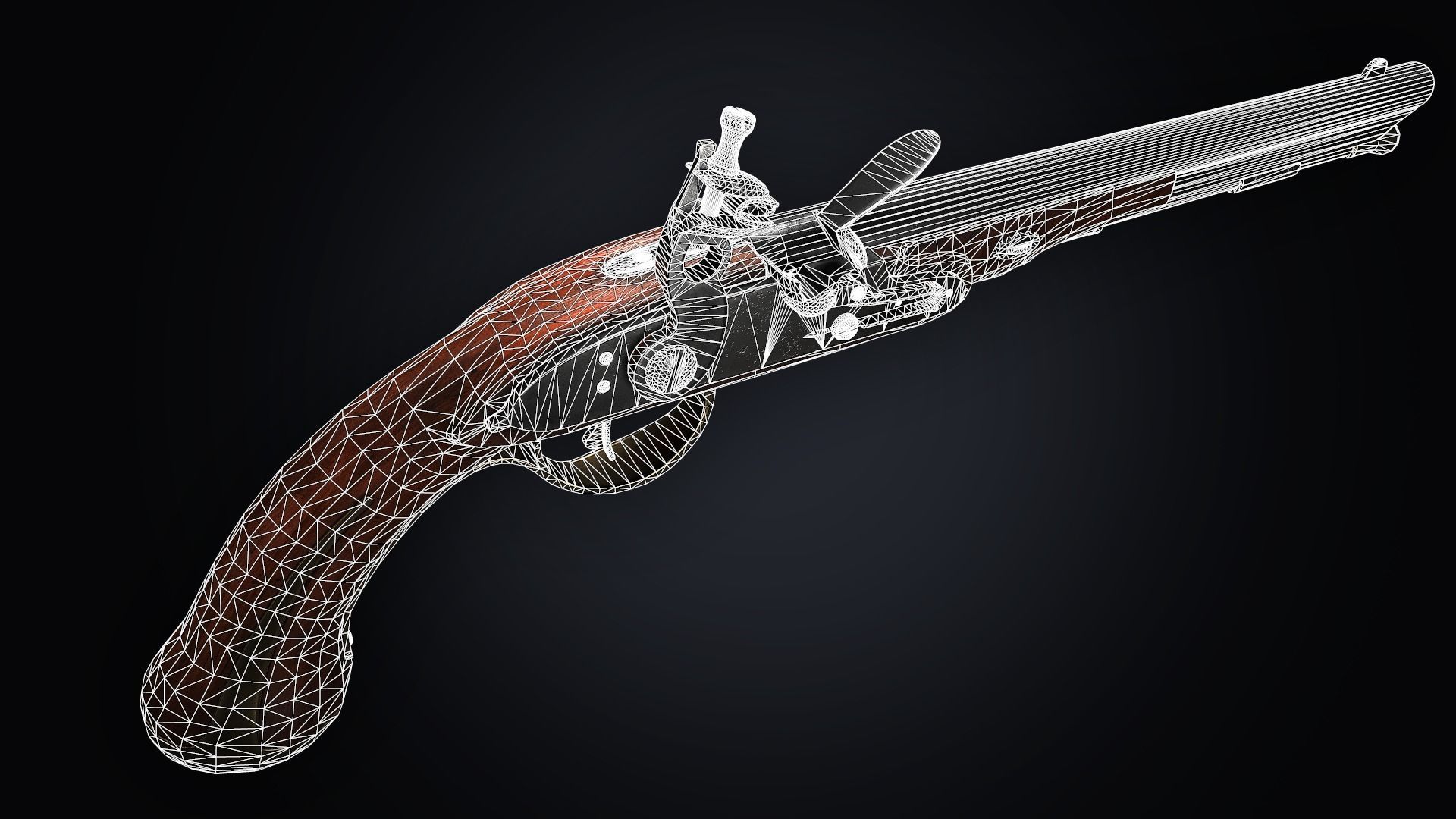 PBR Flintlock pistol Low-poly 3D model_9
