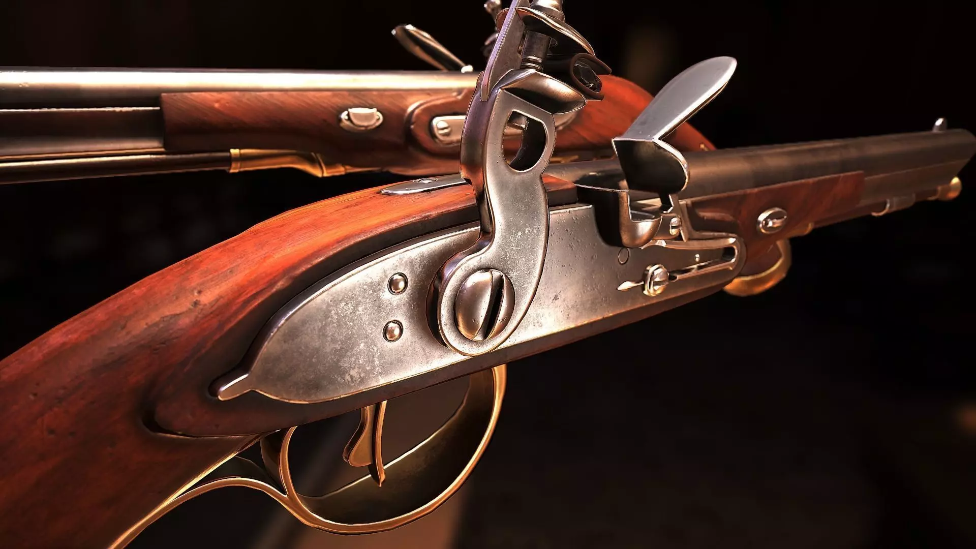 PBR Flintlock pistol Low-poly 3D model_0