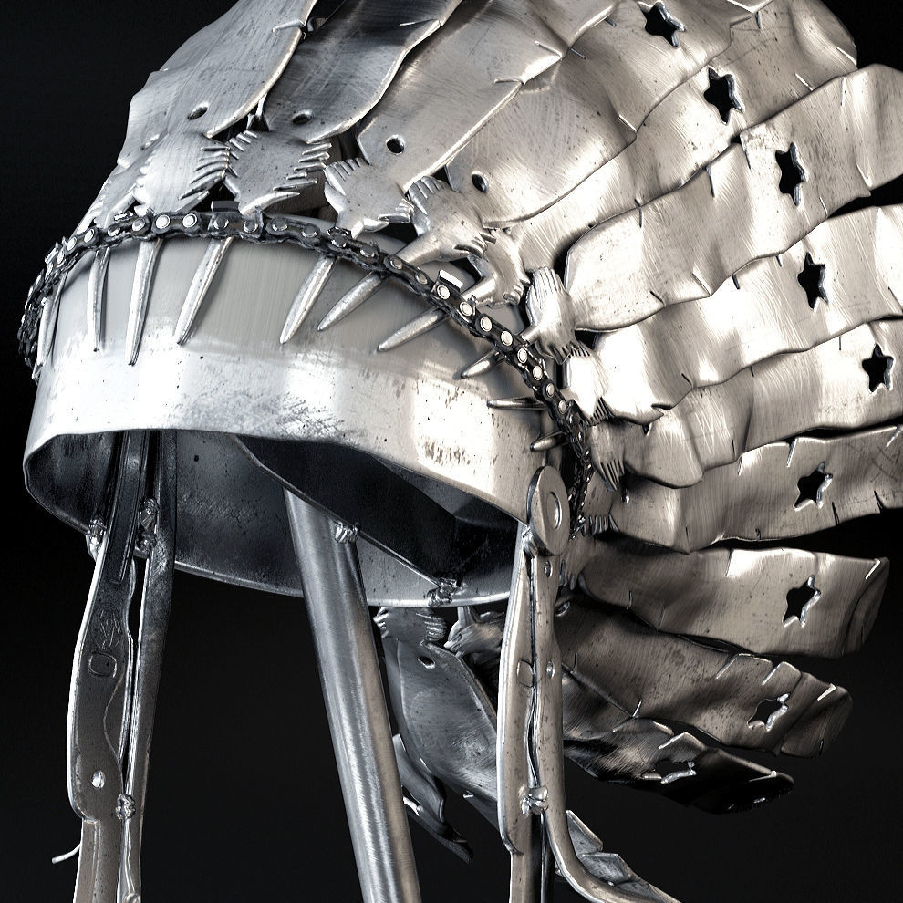 Apache metal indian headdress 3D model_4