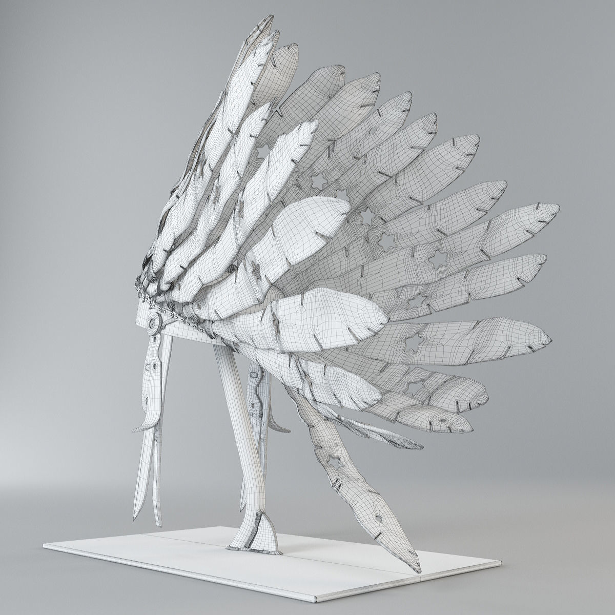 Apache metal indian headdress 3D model_6