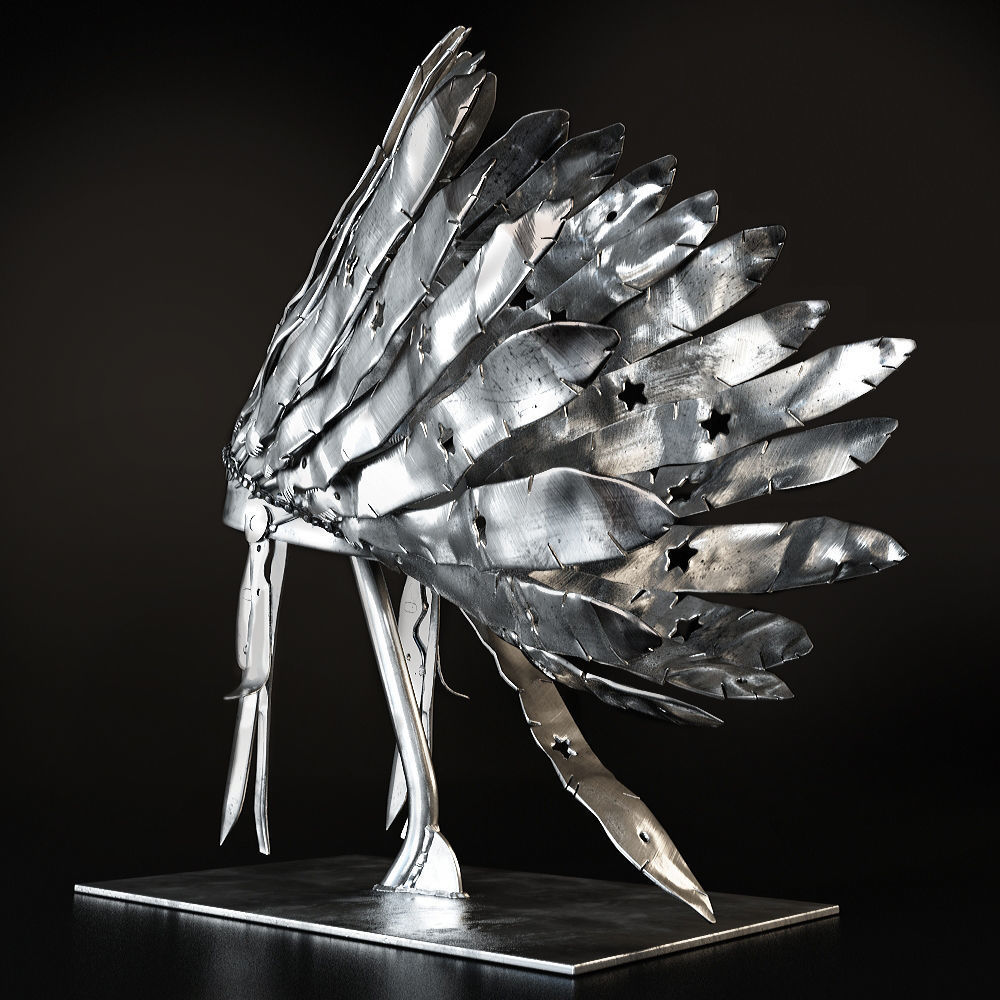 Apache metal indian headdress 3D model_2