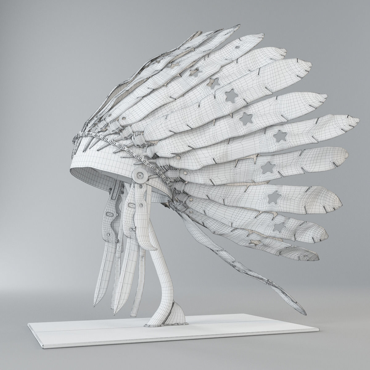 Apache metal indian headdress 3D model_5