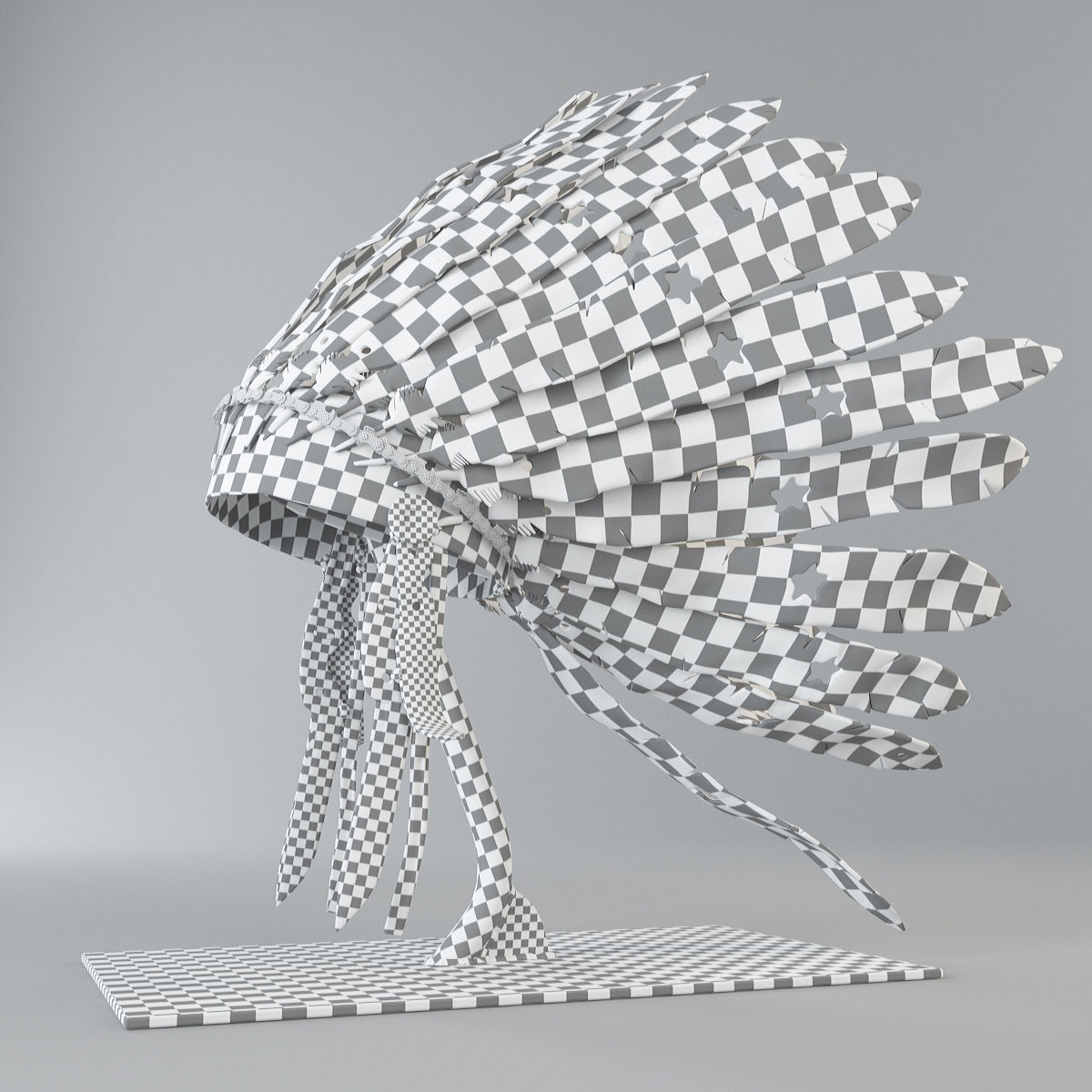 Apache metal indian headdress 3D model_7