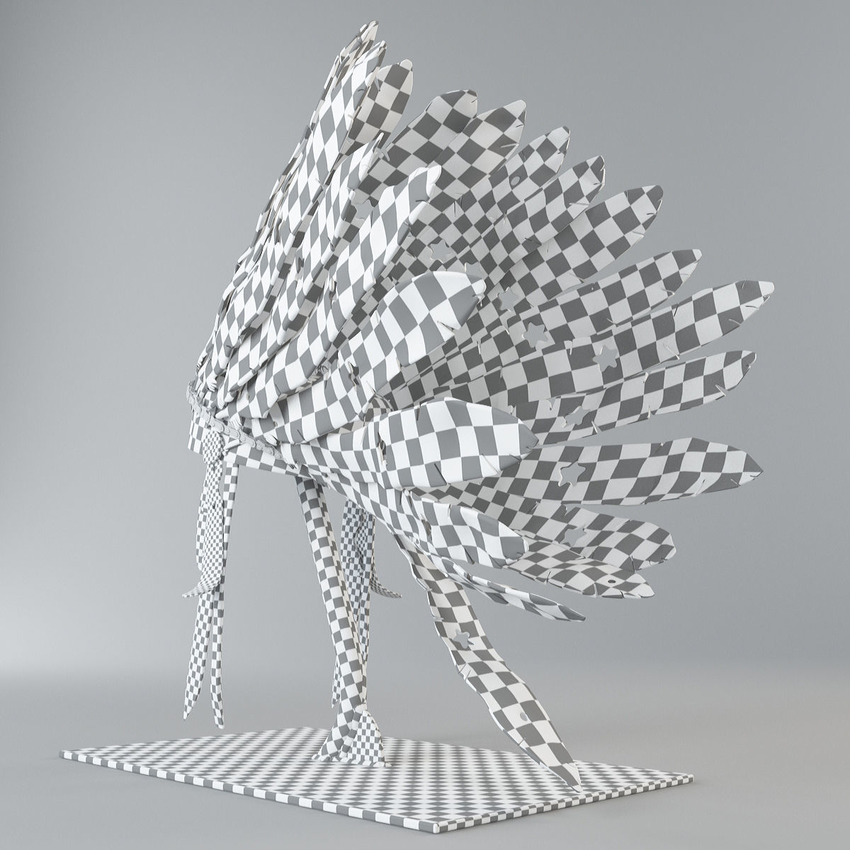 Apache metal indian headdress 3D model_8