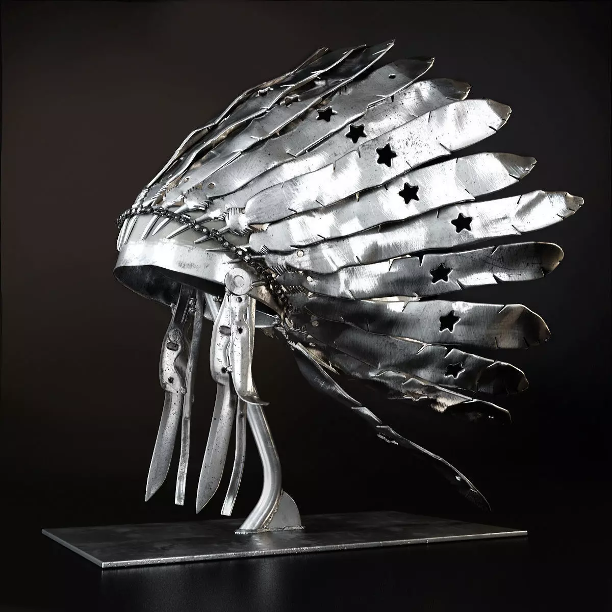 Apache metal indian headdress 3D model_0