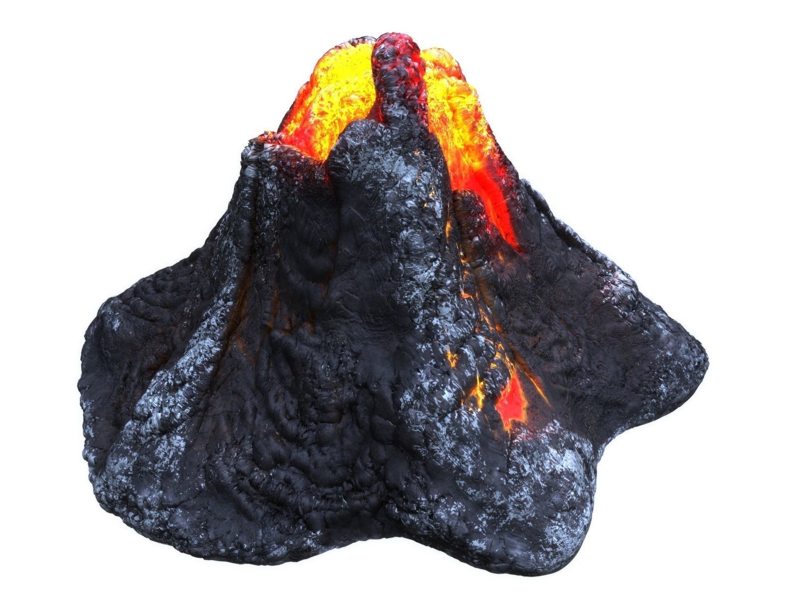 Crater volcano Low-poly 3D model_6