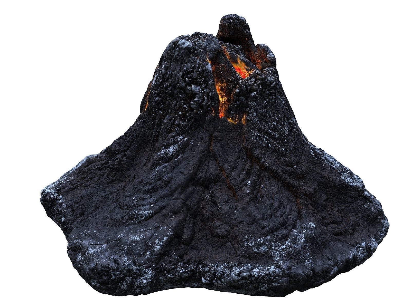 Crater volcano Low-poly 3D model_4