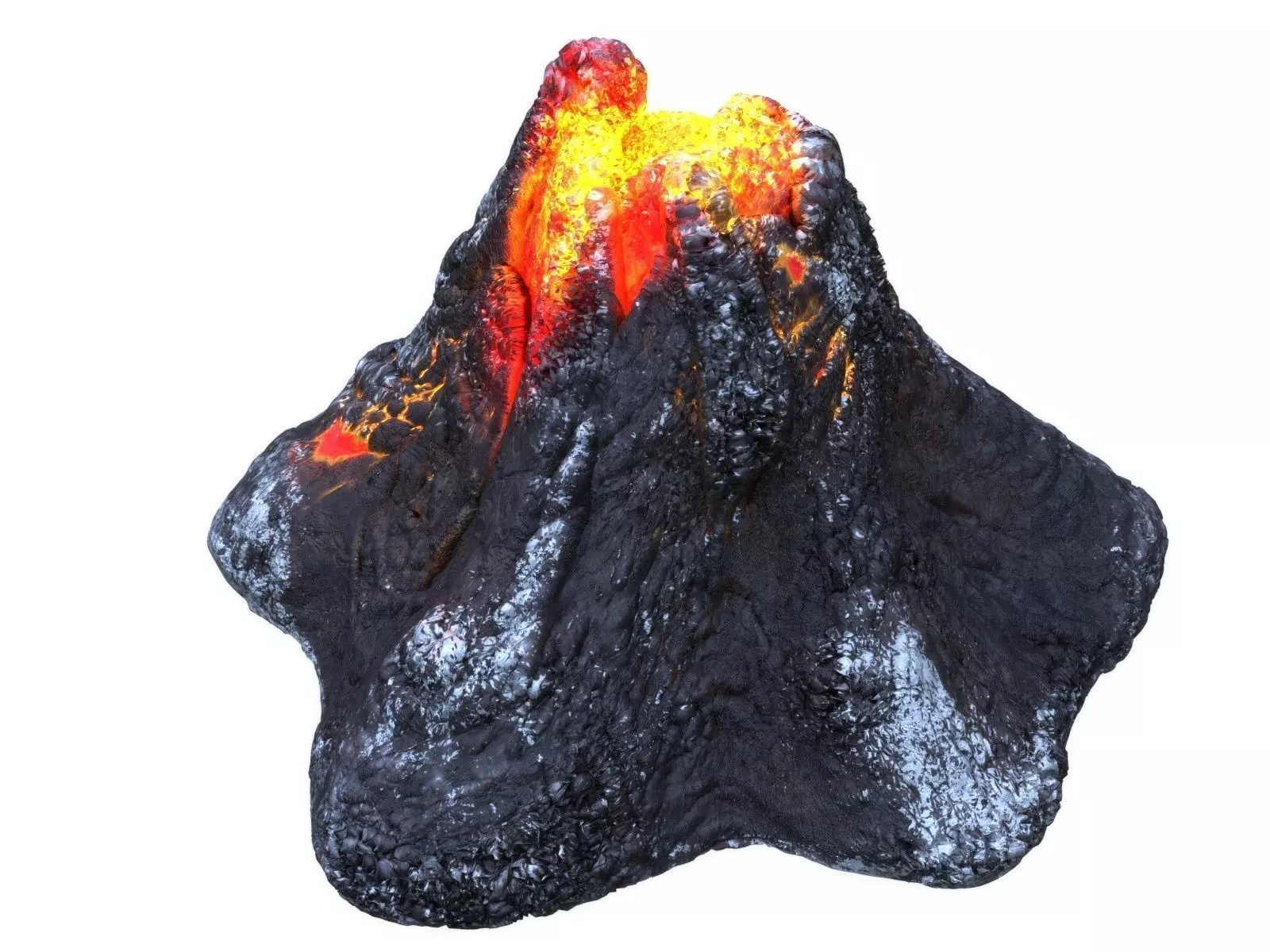 Crater volcano Low-poly 3D model_0