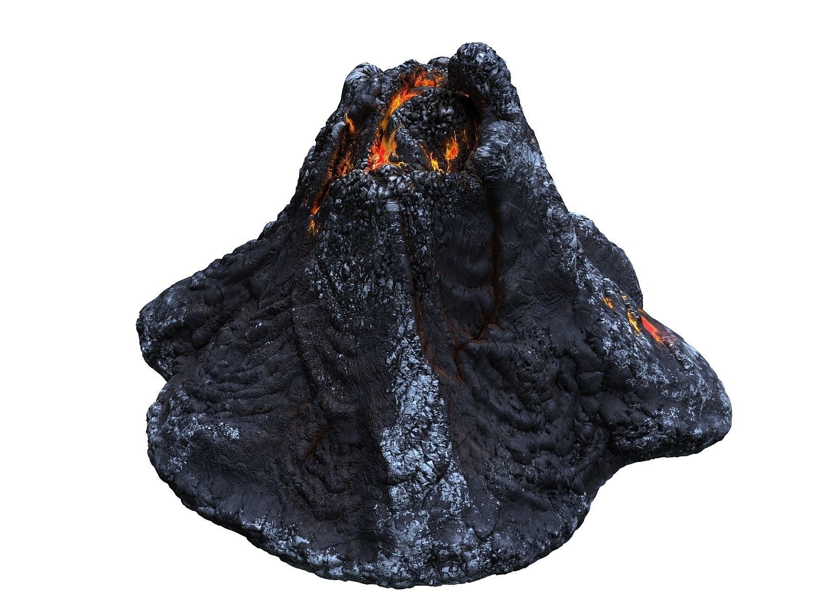 Crater volcano Low-poly 3D model_2