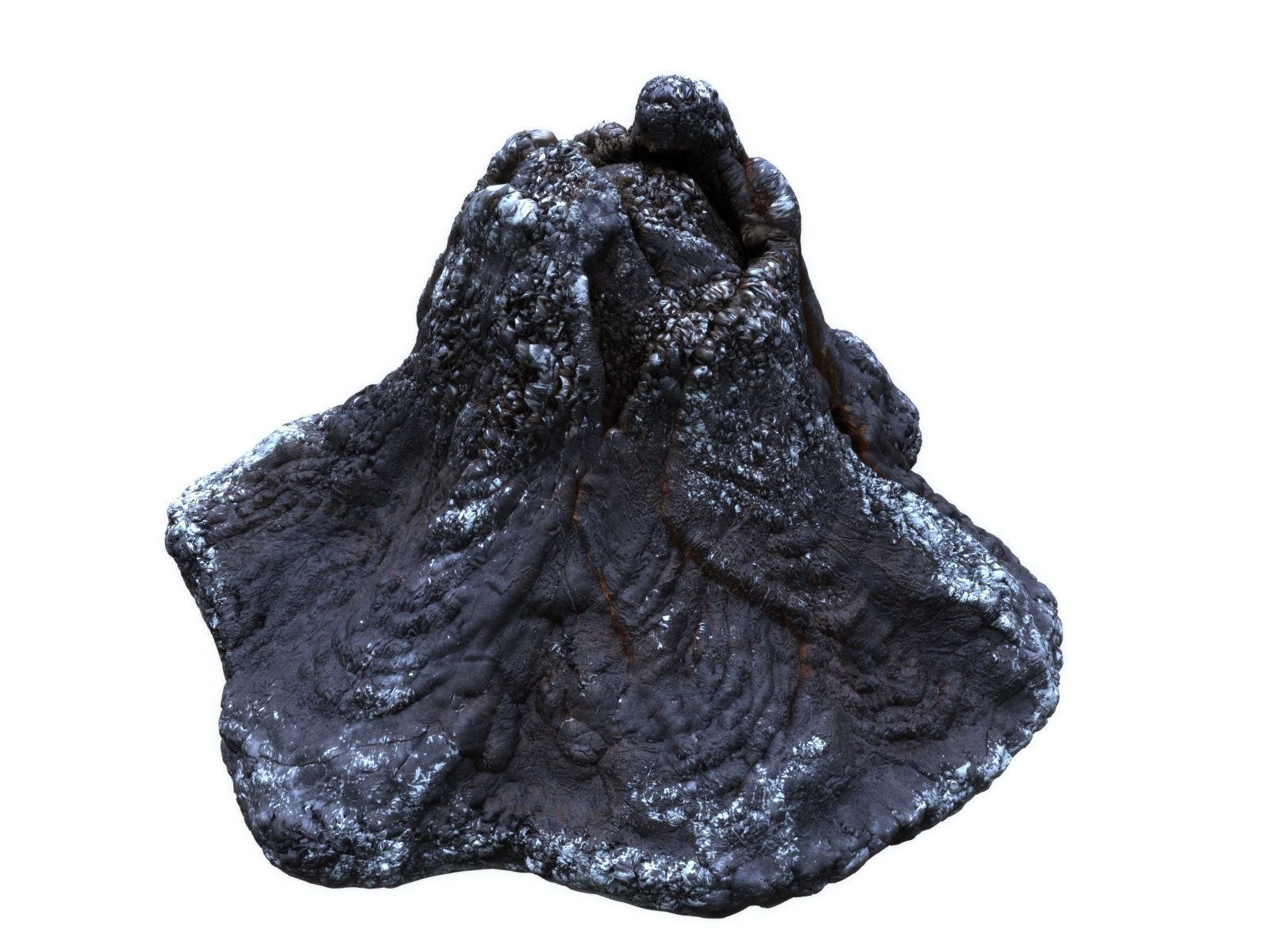 Crater volcano Low-poly 3D model_3