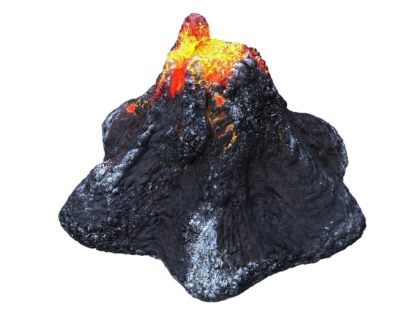 Crater volcano Low-poly 3D model_1