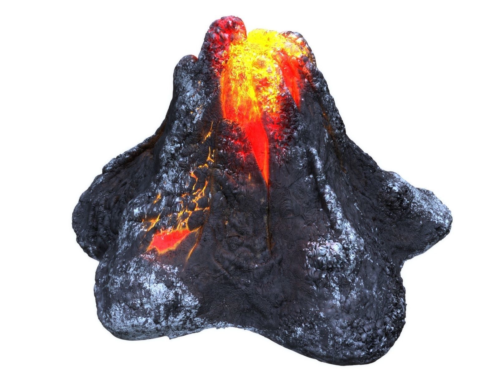 Crater volcano Low-poly 3D model_7