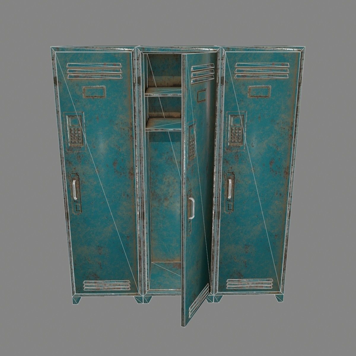 locker 2 old Low-poly 3D model_7
