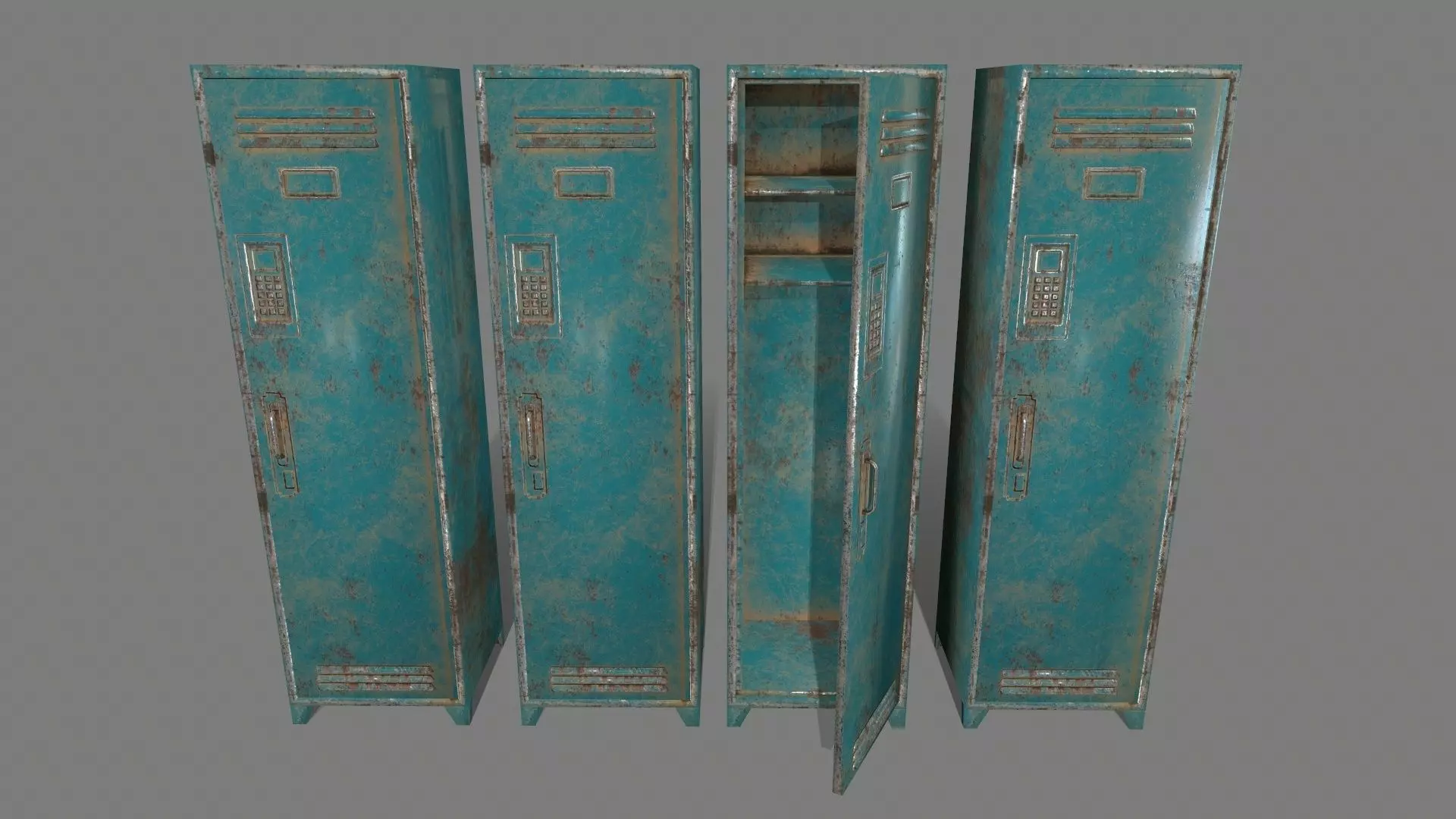 locker 2 old Low-poly 3D model_0