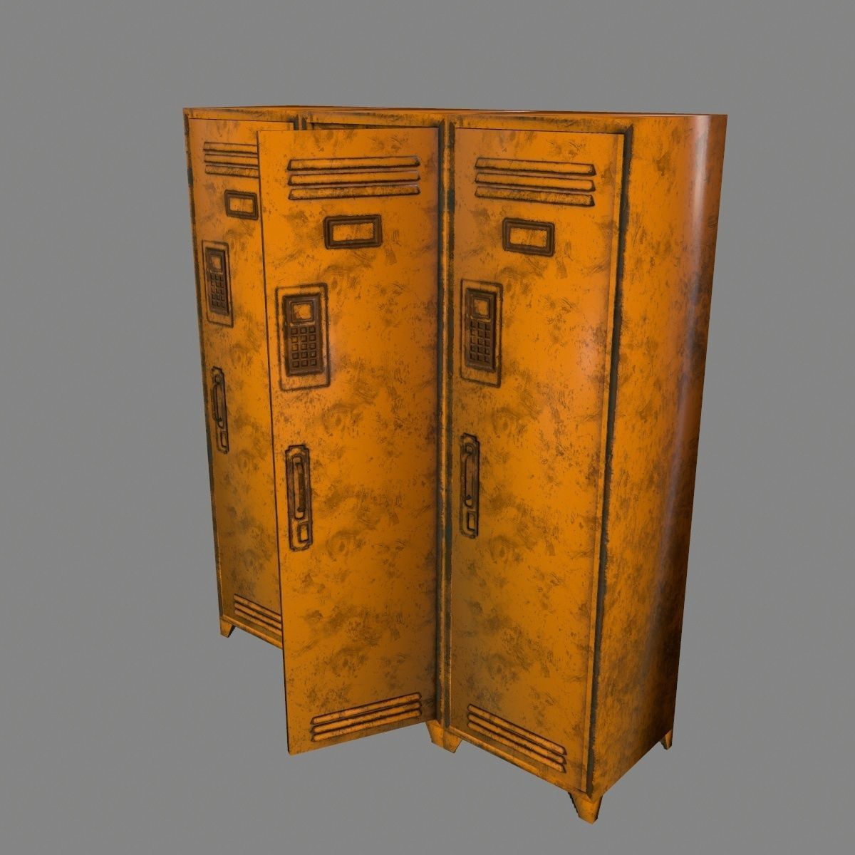 locker 3 orange metal lamp Low-poly 3D model_6