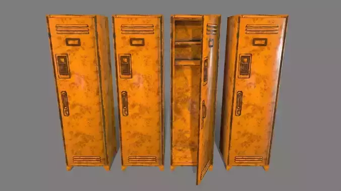 locker 3 orange metal lamp