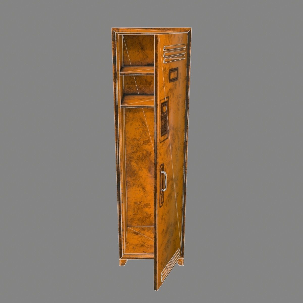 locker 3 orange metal lamp Low-poly 3D model_15