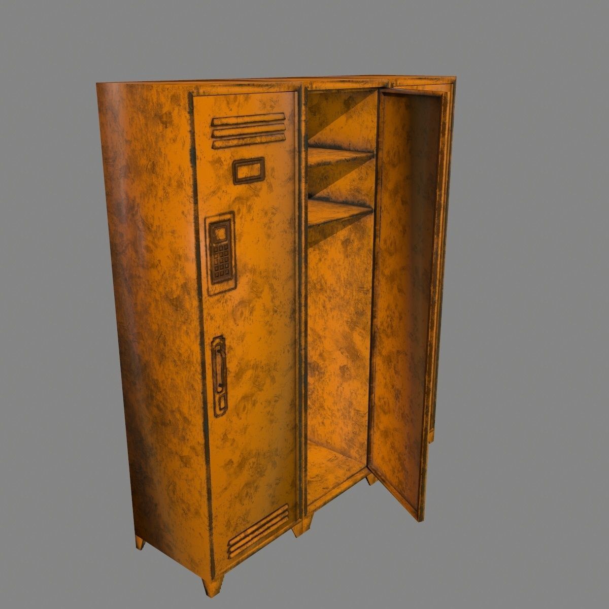 locker 3 orange metal lamp Low-poly 3D model_2