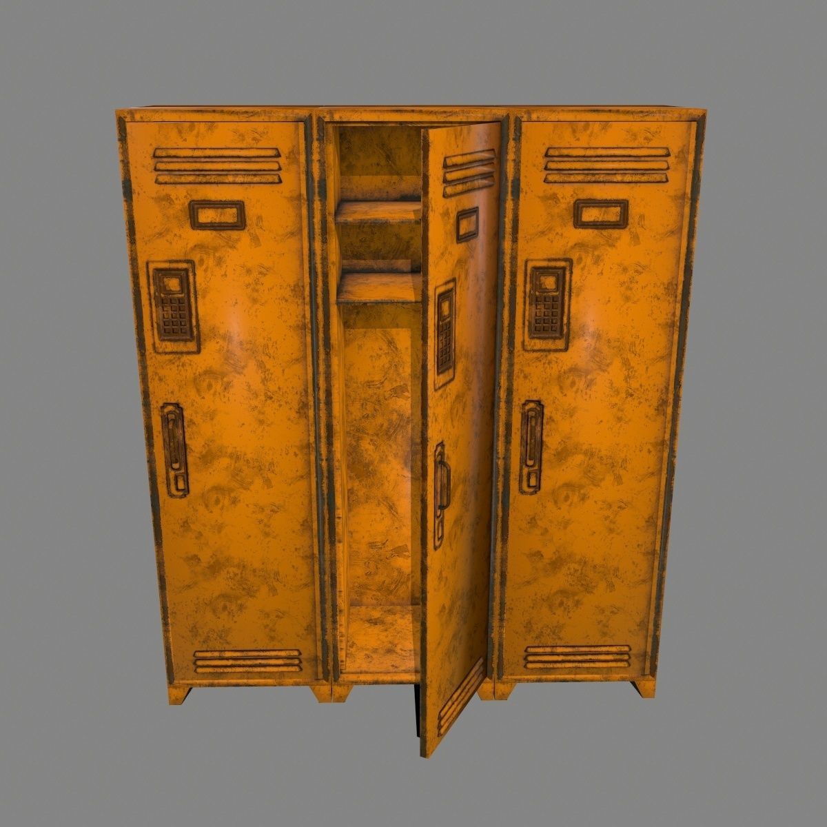 locker 3 orange metal lamp Low-poly 3D model_7
