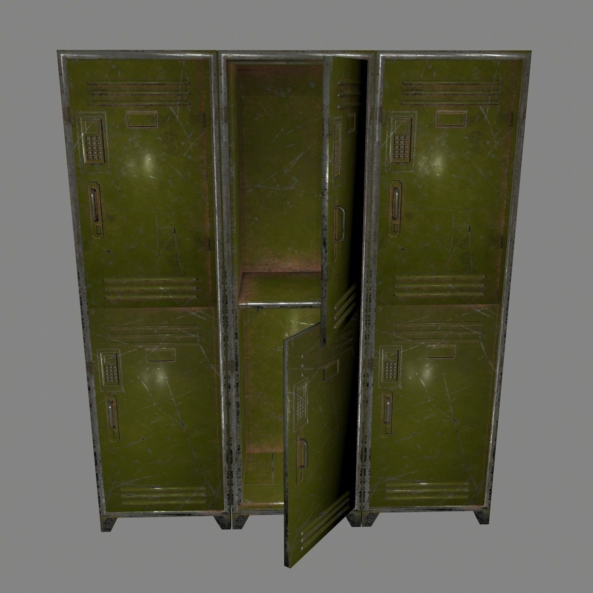 locker 5 three cupboards Low-poly 3D model_1