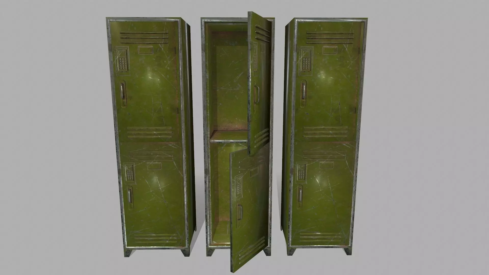 locker 5 three cupboards Low-poly 3D model_0