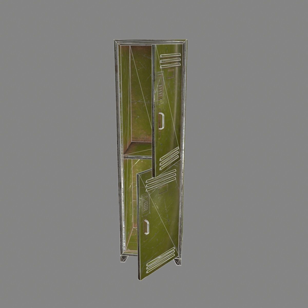 locker 5 three cupboards Low-poly 3D model_16
