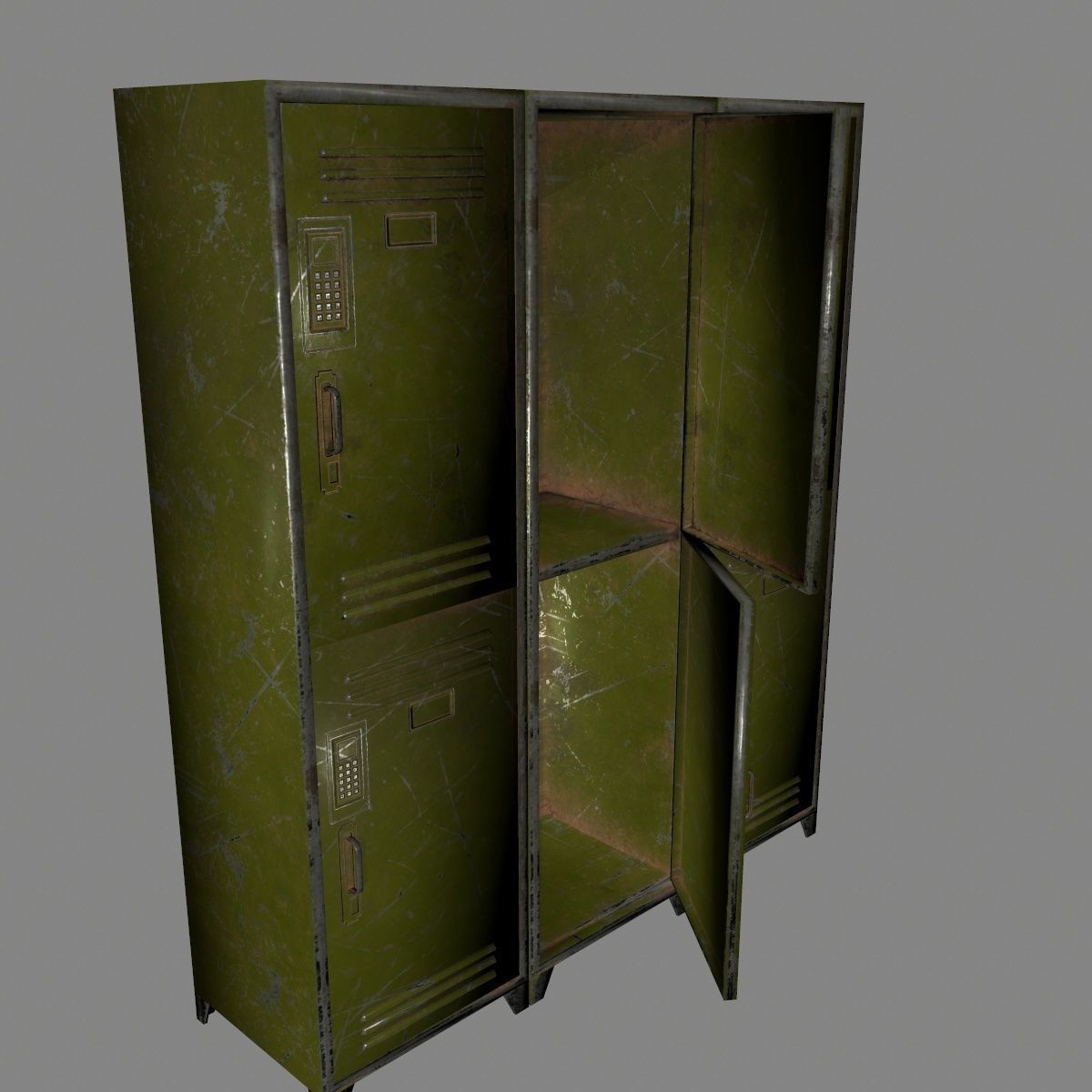 locker 5 three cupboards Low-poly 3D model_2