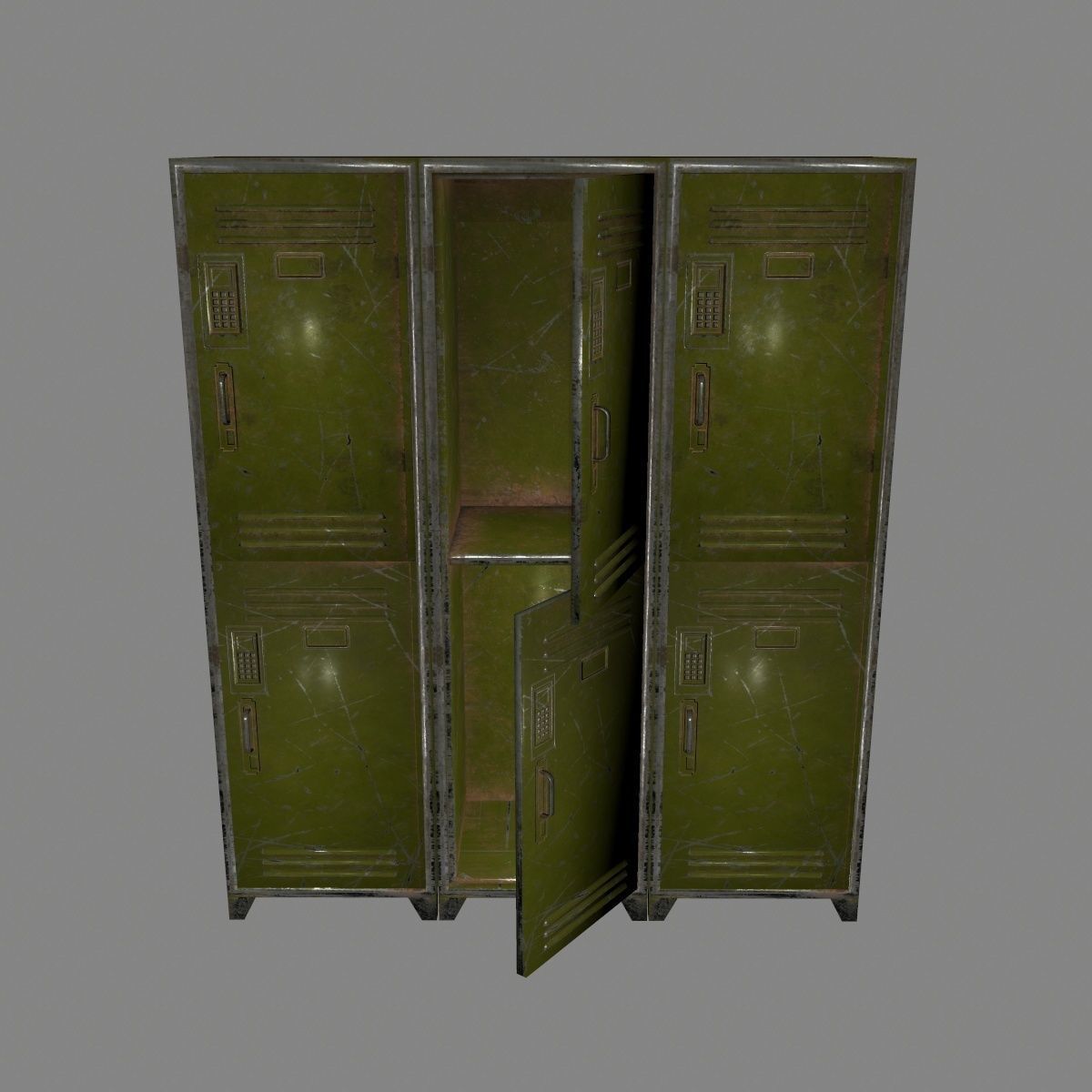 locker 5 three cupboards Low-poly 3D model_7